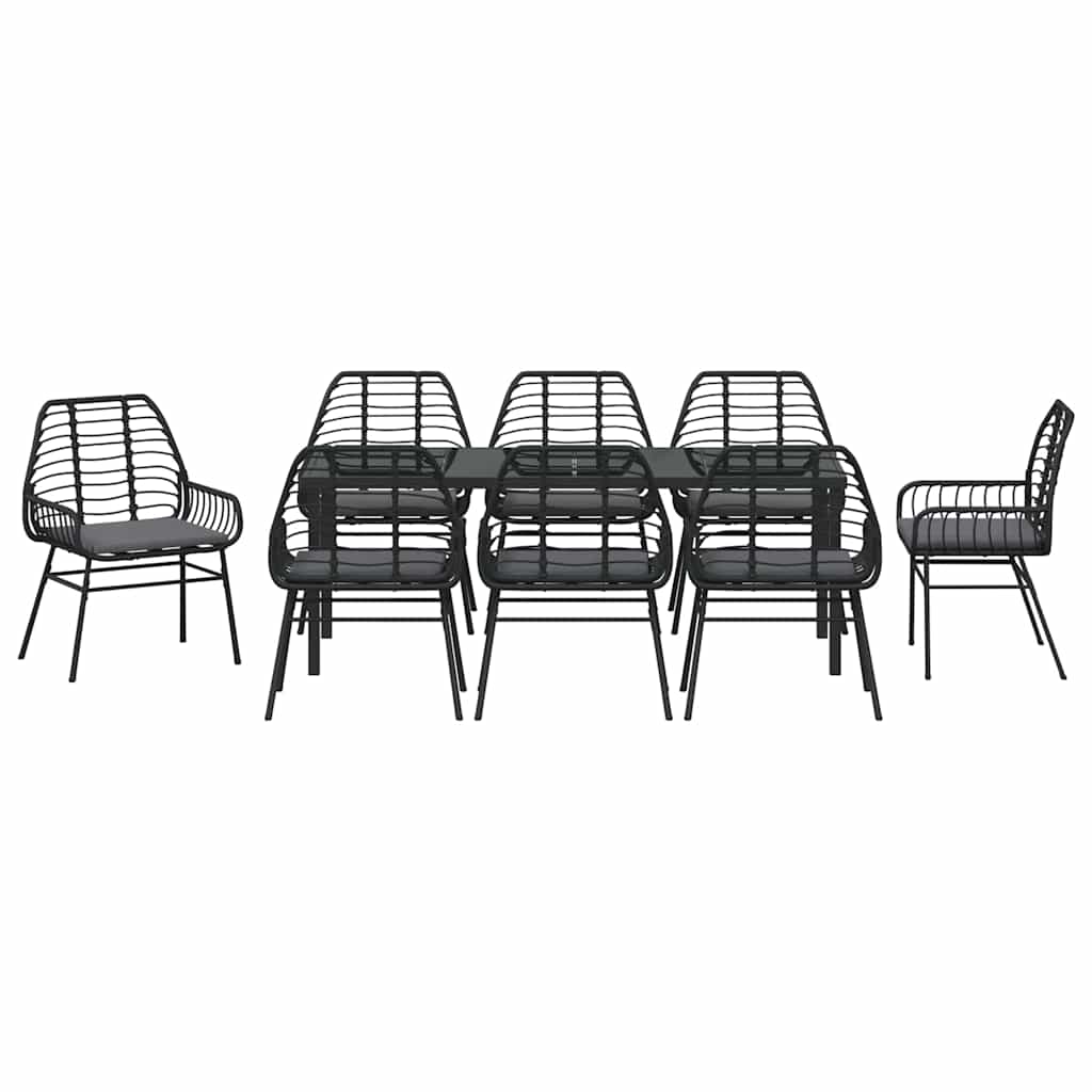 Ensemble de salle à manger pour jardin 9 pcs Noir polyrotin - XIOS