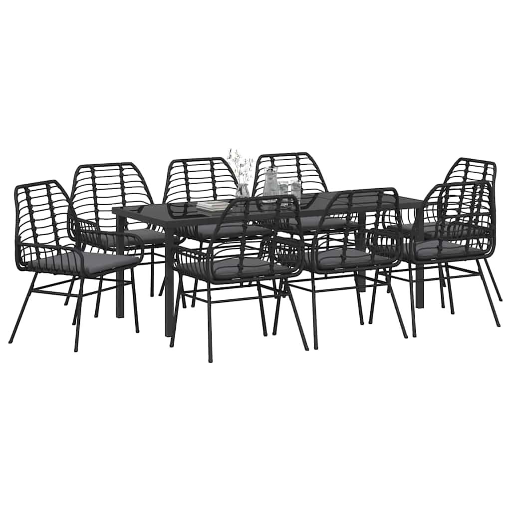Ensemble de salle à manger pour jardin 9 pcs Noir polyrotin - XIOS