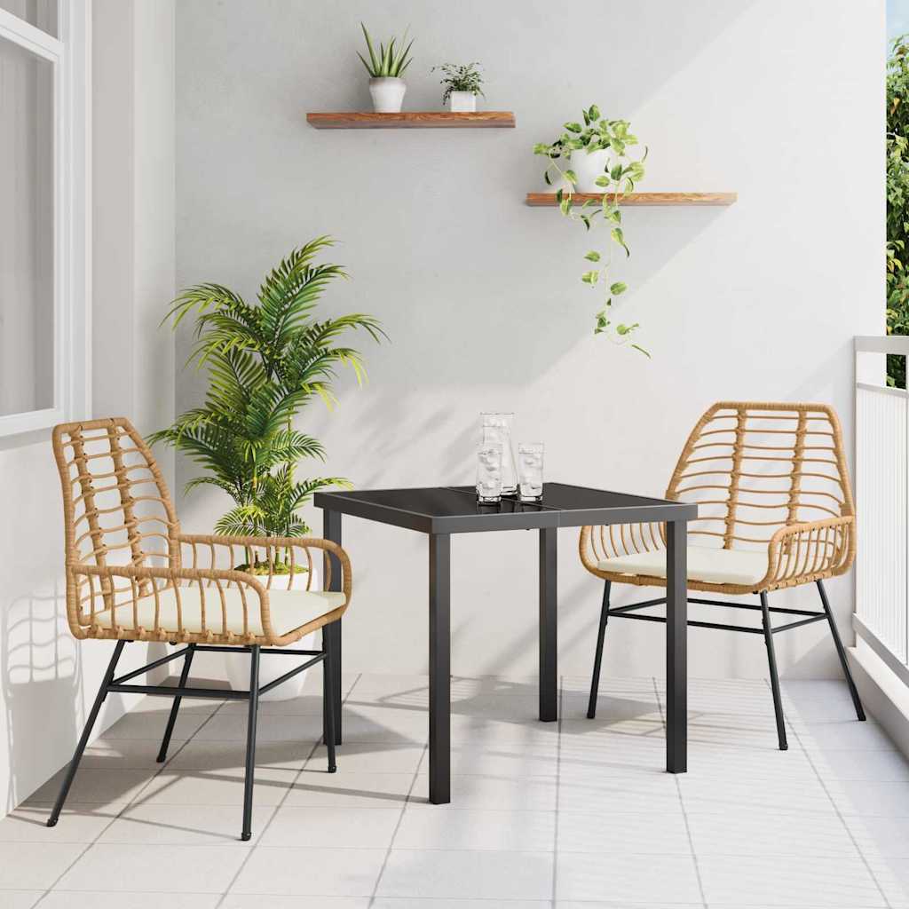Ensemble de salle à manger pour jardin 3 pcs Marron polyrotin - XIOS