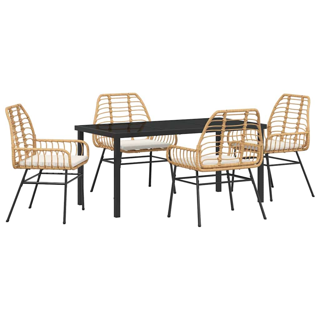 Ensemble de salle à manger pour jardin 5 pcs Marron polyrotin - XIOS
