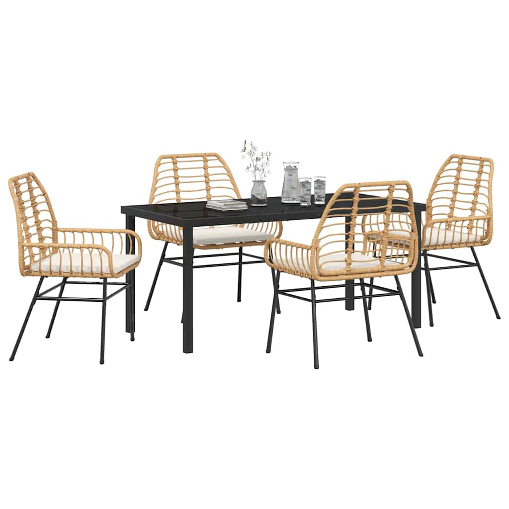 Ensemble de salle à manger pour jardin 5 pcs Marron polyrotin - XIOS