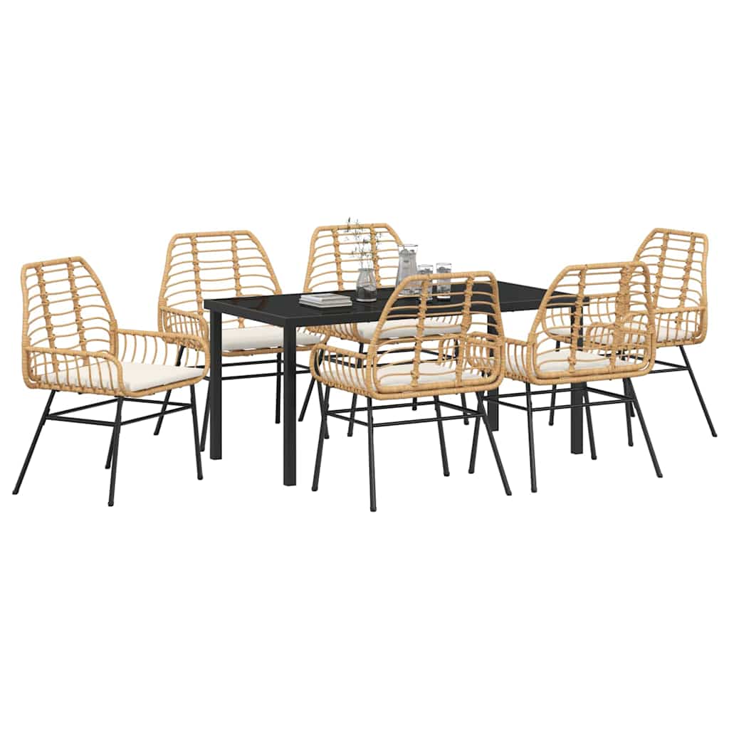 Ensemble de salle à manger pour jardin 7 pcs Marron polyrotin - XIOS