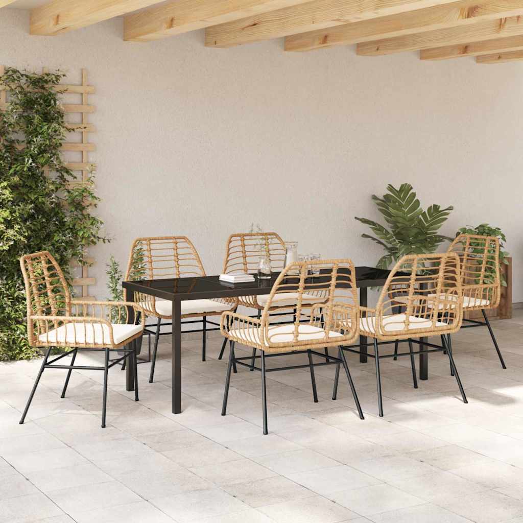 Ensemble de salle à manger pour jardin 7 pcs Marron polyrotin - XIOS