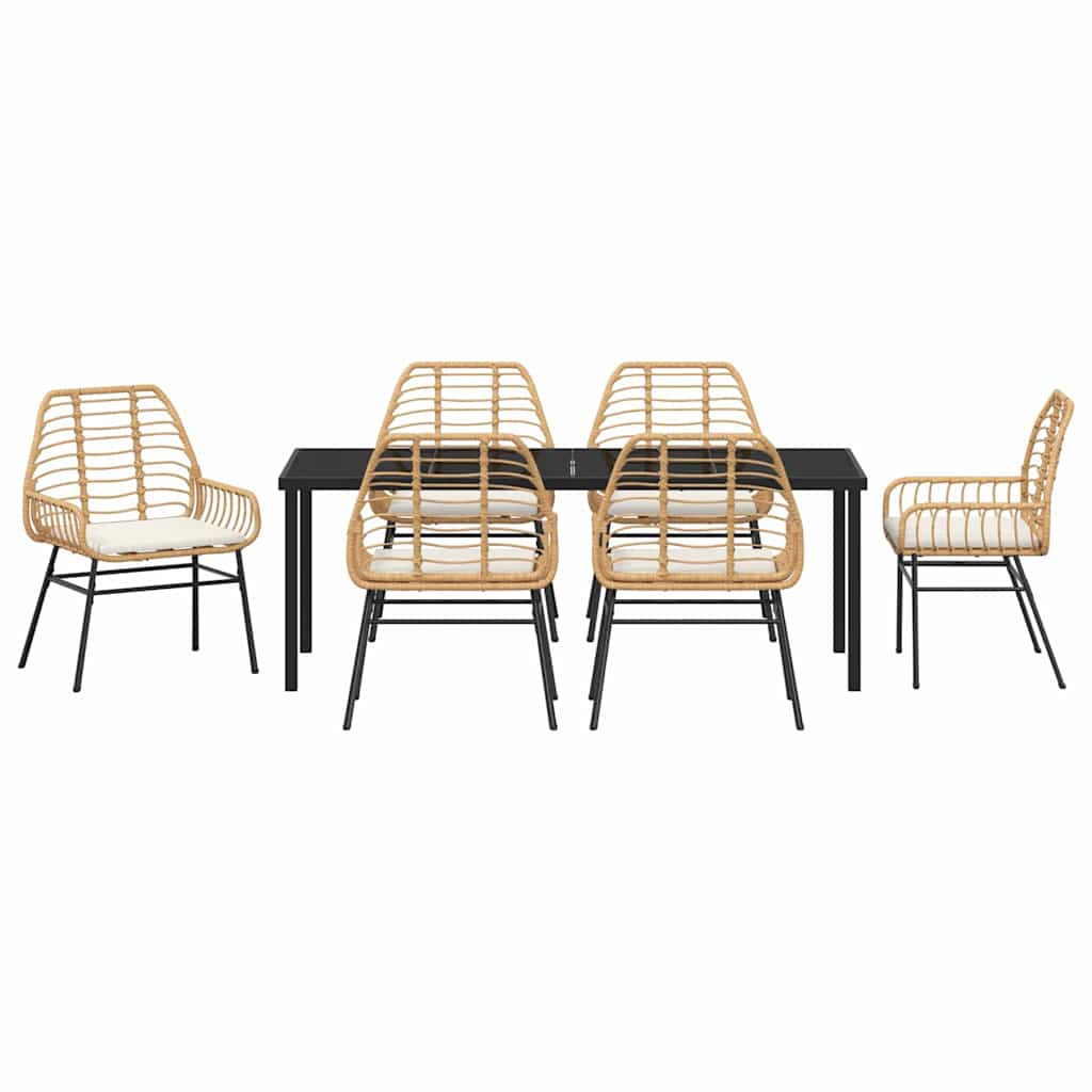 Ensemble de salle à manger pour jardin 7 pcs Marron polyrotin - XIOS