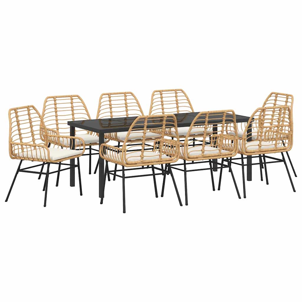 Ensemble de salle à manger pour jardin 9 pcs Marron polyrotin - XIOS