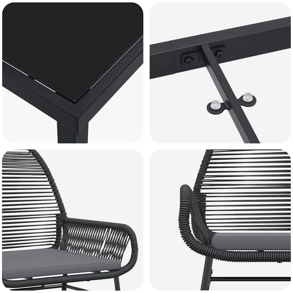 Ensemble de salle à manger pour jardin 5 pcs Noir polyrotin - XIOS
