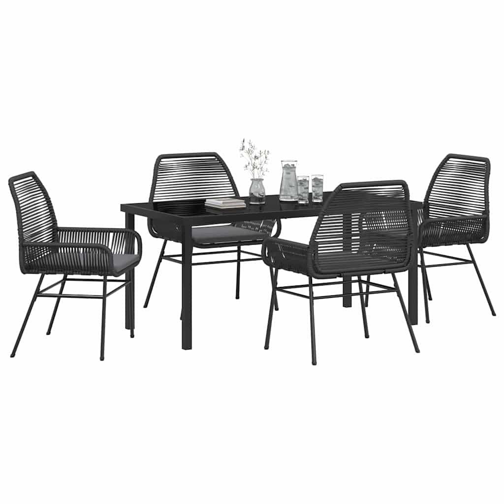 Ensemble de salle à manger pour jardin 5 pcs Noir polyrotin - XIOS