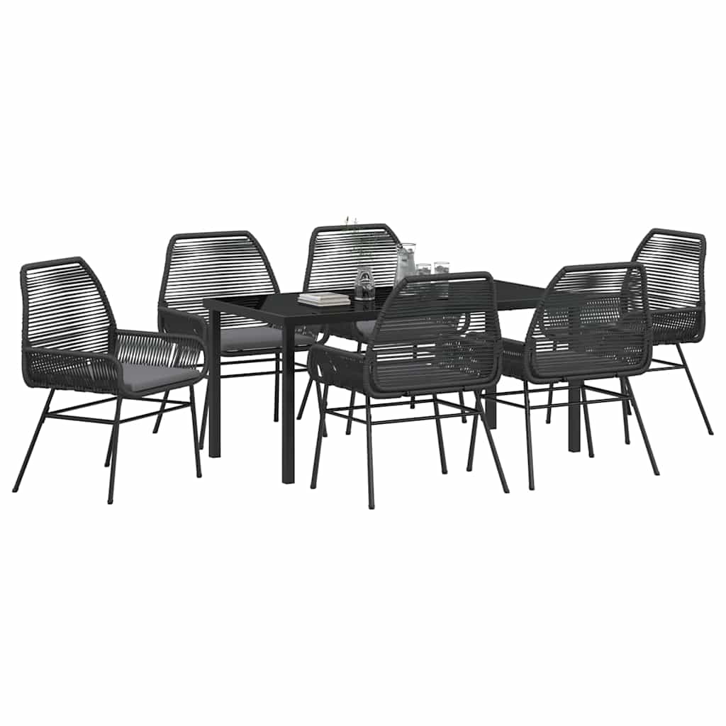 Ensemble de salle à manger pour jardin 7 pcs Noir polyrotin - XIOS