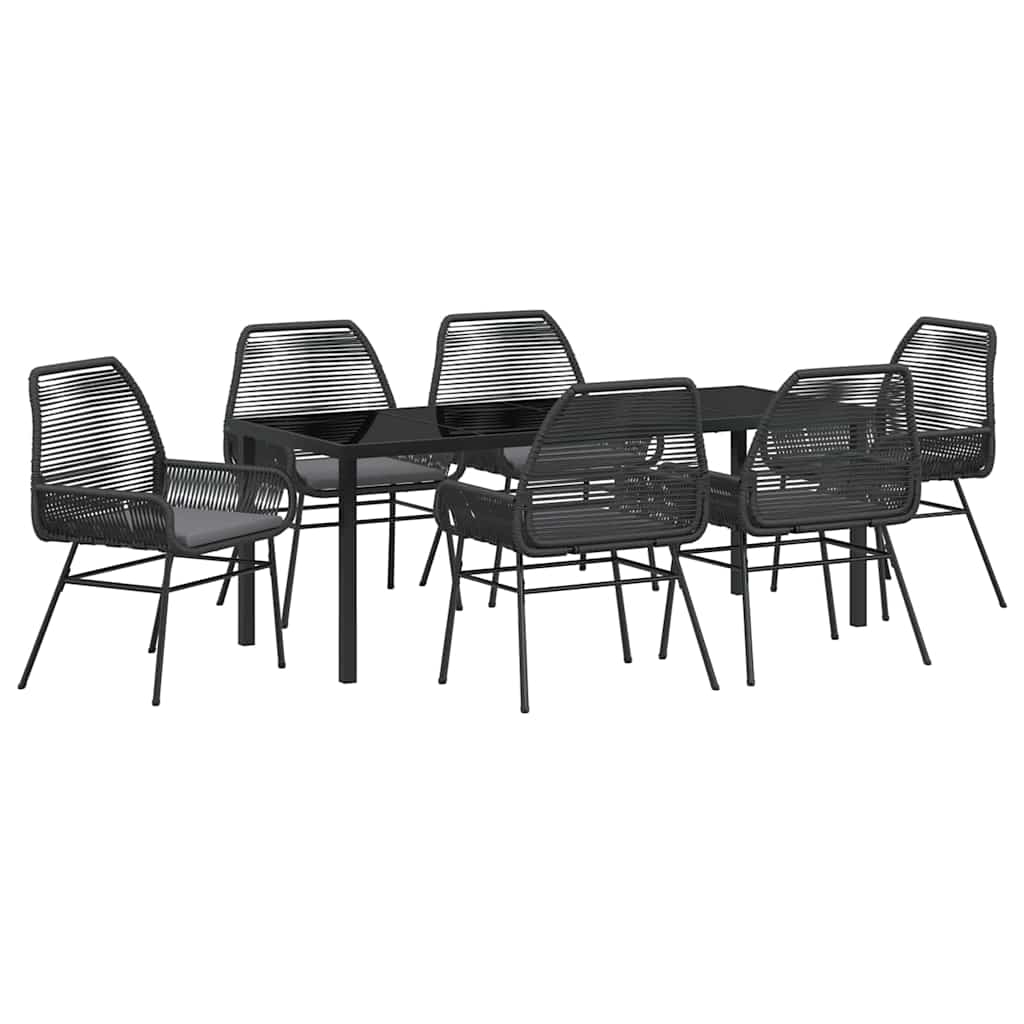 Ensemble de salle à manger pour jardin 7 pcs Noir polyrotin - XIOS