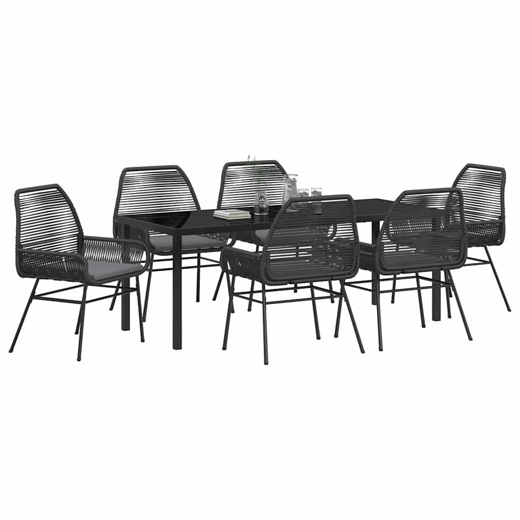 Ensemble de salle à manger pour jardin 7 pcs Noir polyrotin - XIOS