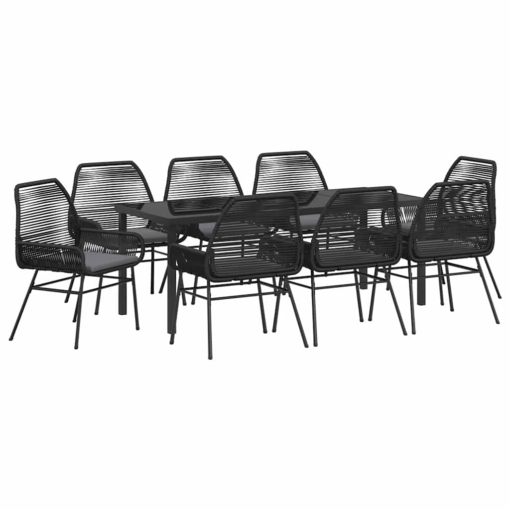 Ensemble de salle à manger pour jardin 9 pcs Noir polyrotin - XIOS