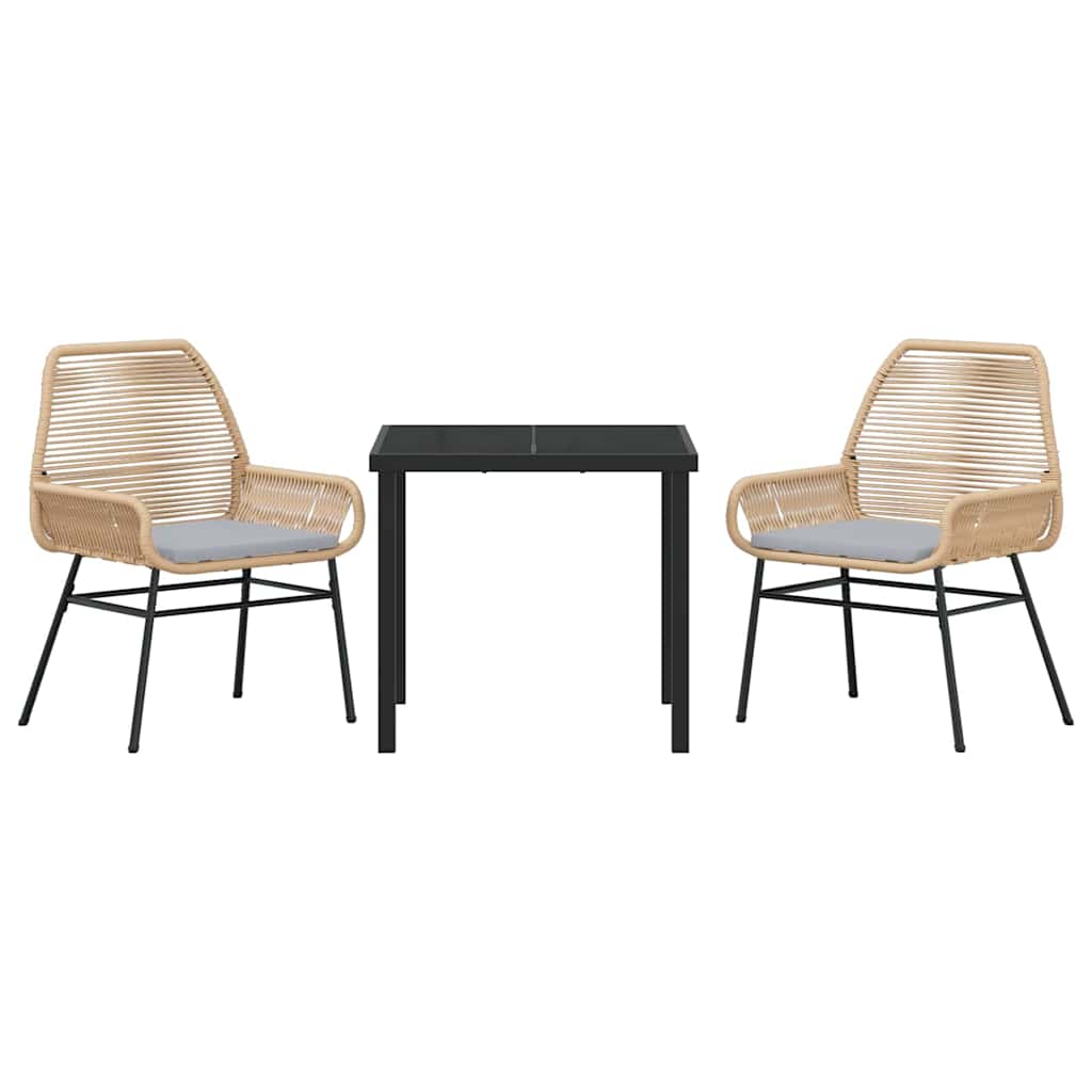 Ensemble de salle à manger pour jardin 3 pcs Marron polyrotin - XIOS