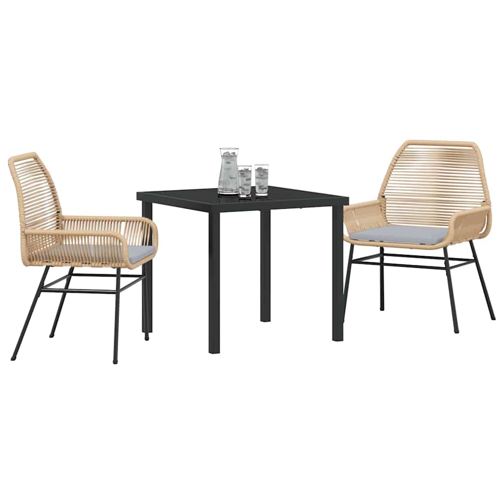 Ensemble de salle à manger pour jardin 3 pcs Marron polyrotin - XIOS