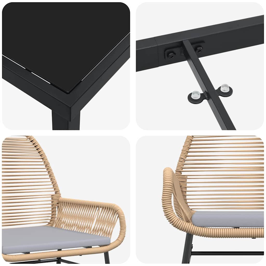 Ensemble de salle à manger pour jardin 5 pcs Marron polyrotin - XIOS