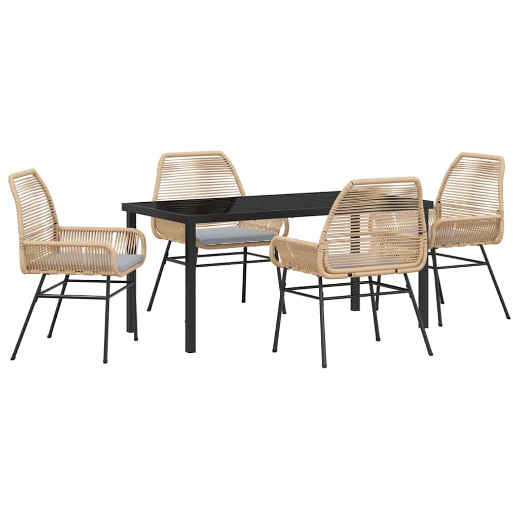 Ensemble de salle à manger pour jardin 5 pcs Marron polyrotin - XIOS