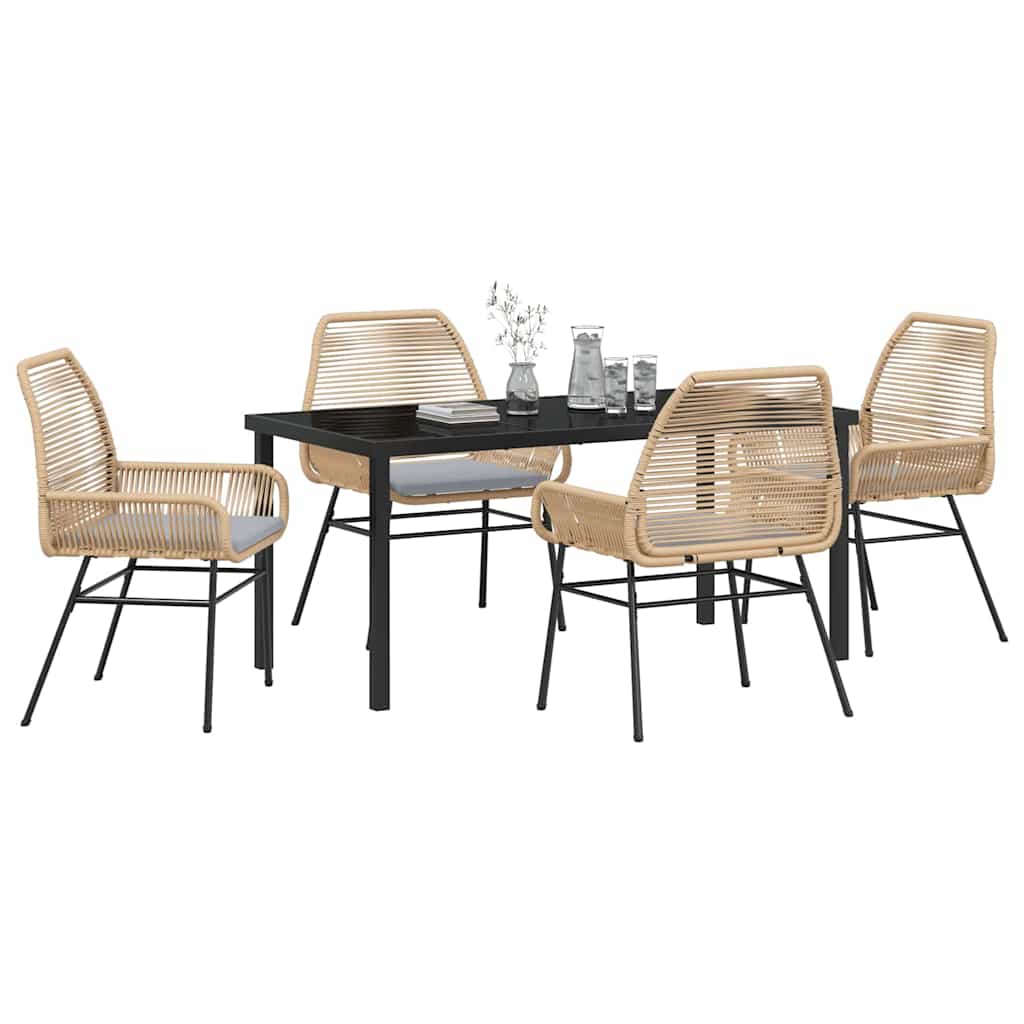 Ensemble de salle à manger pour jardin 5 pcs Marron polyrotin - XIOS