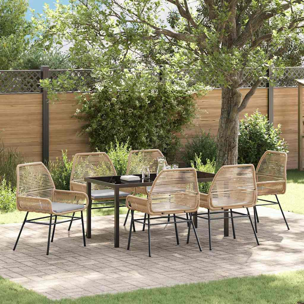 Ensemble de salle à manger pour jardin 7 pcs Marron polyrotin - XIOS