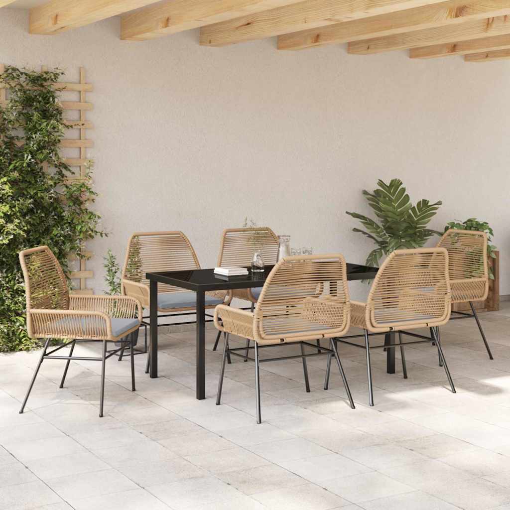 Ensemble de salle à manger pour jardin 7 pcs Marron polyrotin - XIOS