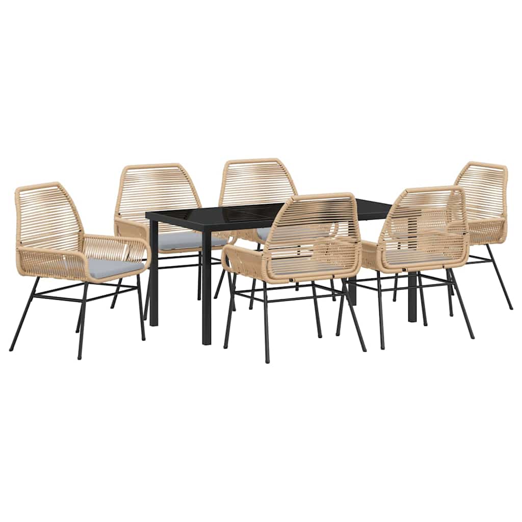 Ensemble de salle à manger pour jardin 7 pcs Marron polyrotin - XIOS