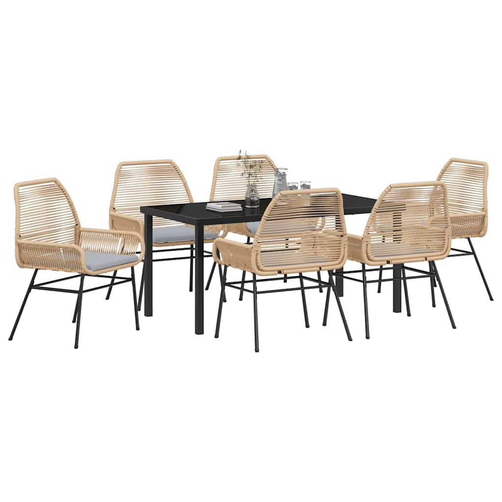 Ensemble de salle à manger pour jardin 7 pcs Marron polyrotin - XIOS