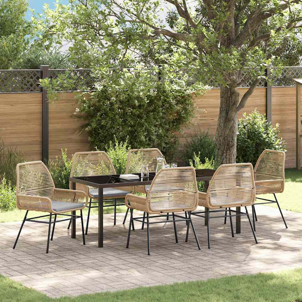 Ensemble de salle à manger pour jardin 7 pcs Marron polyrotin - XIOS