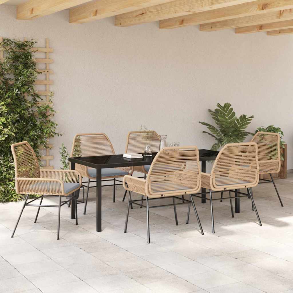 Ensemble de salle à manger pour jardin 7 pcs Marron polyrotin - XIOS
