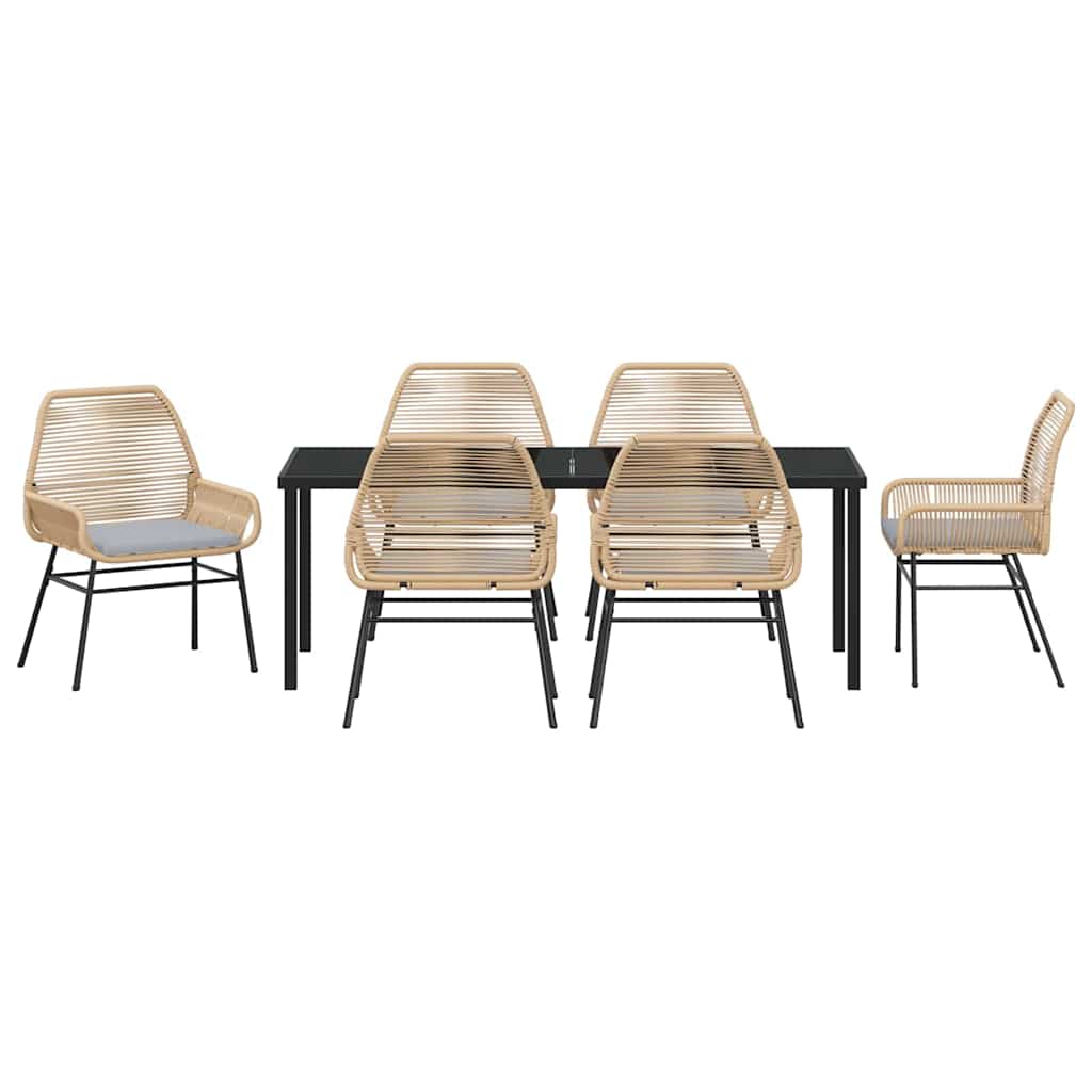 Ensemble de salle à manger pour jardin 7 pcs Marron polyrotin - XIOS