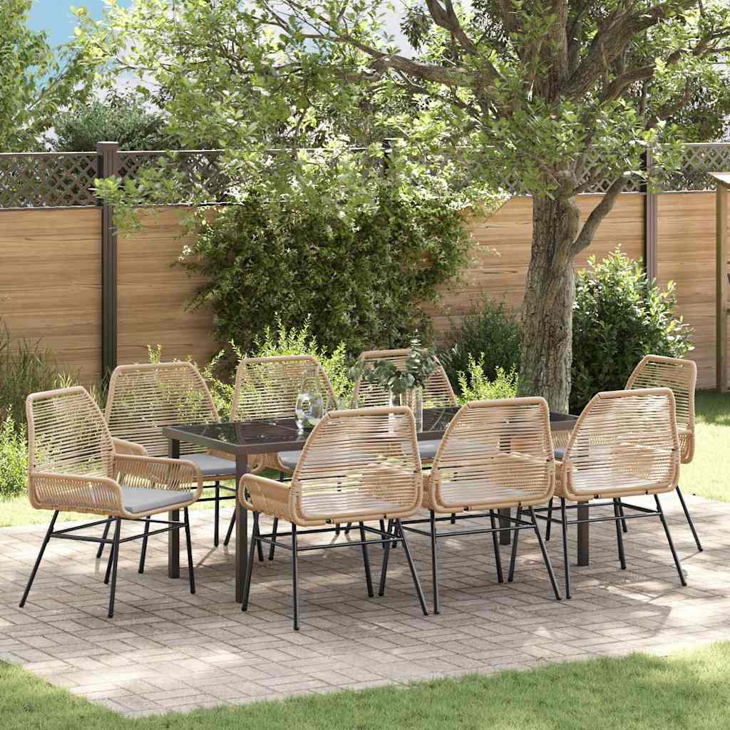 Ensemble de salle à manger pour jardin 9 pcs Marron polyrotin - XIOS