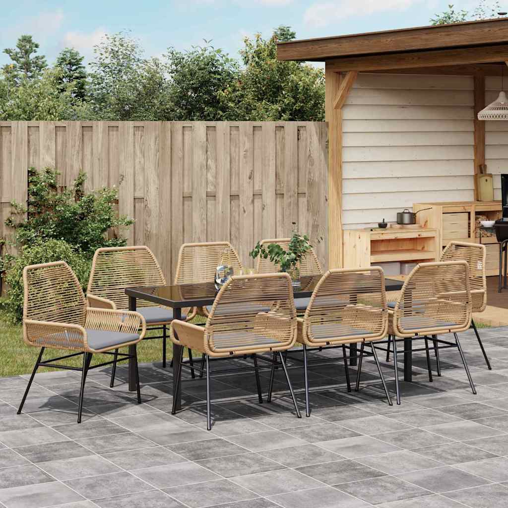 Ensemble de salle à manger pour jardin 9 pcs Marron polyrotin - XIOS