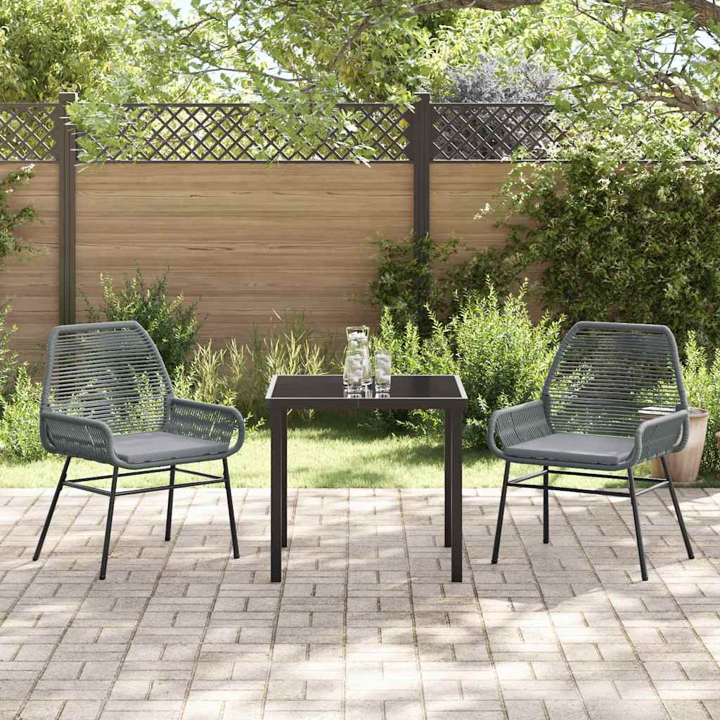 Ensemble de salle à manger pour jardin 3 pcs Gris polyrotin - XIOS