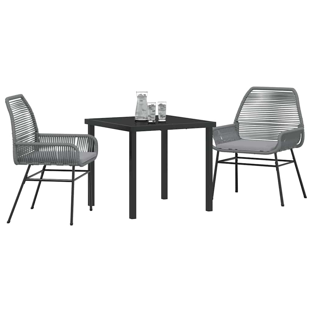 Ensemble de salle à manger pour jardin 3 pcs Gris polyrotin - XIOS