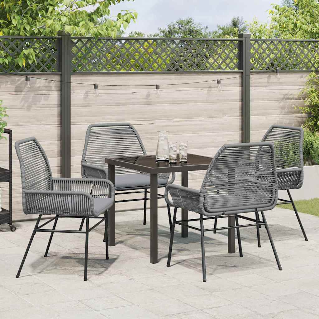 Ensemble de salle à manger pour jardin 5 pcs Gris polyrotin - XIOS
