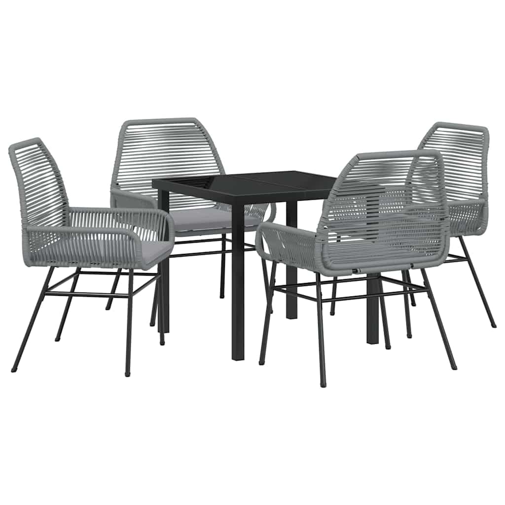 Ensemble de salle à manger pour jardin 5 pcs Gris polyrotin - XIOS