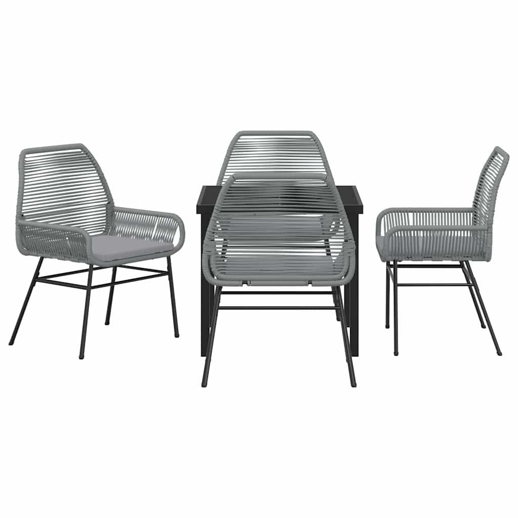Ensemble de salle à manger pour jardin 5 pcs Gris polyrotin - XIOS