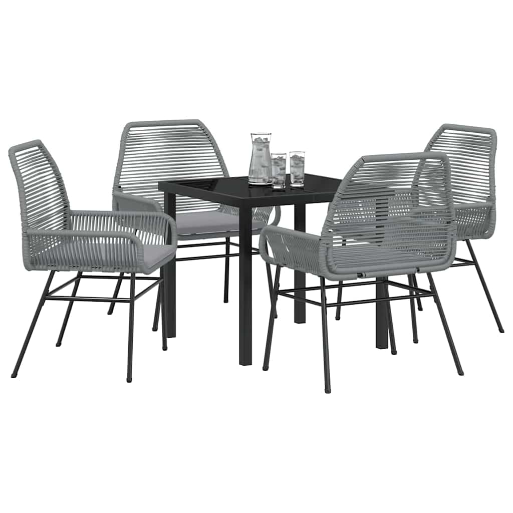 Ensemble de salle à manger pour jardin 5 pcs Gris polyrotin - XIOS