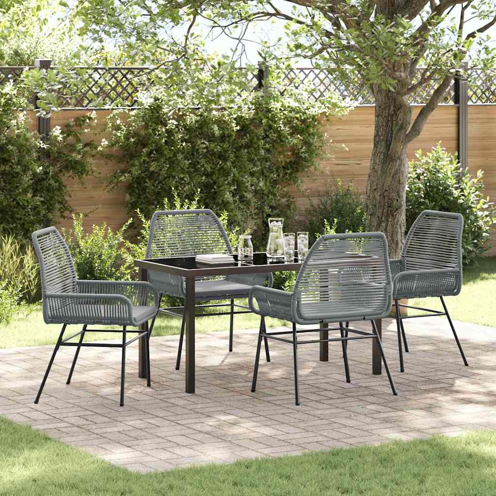 Ensemble de salle à manger pour jardin 5 pcs Gris polyrotin - XIOS