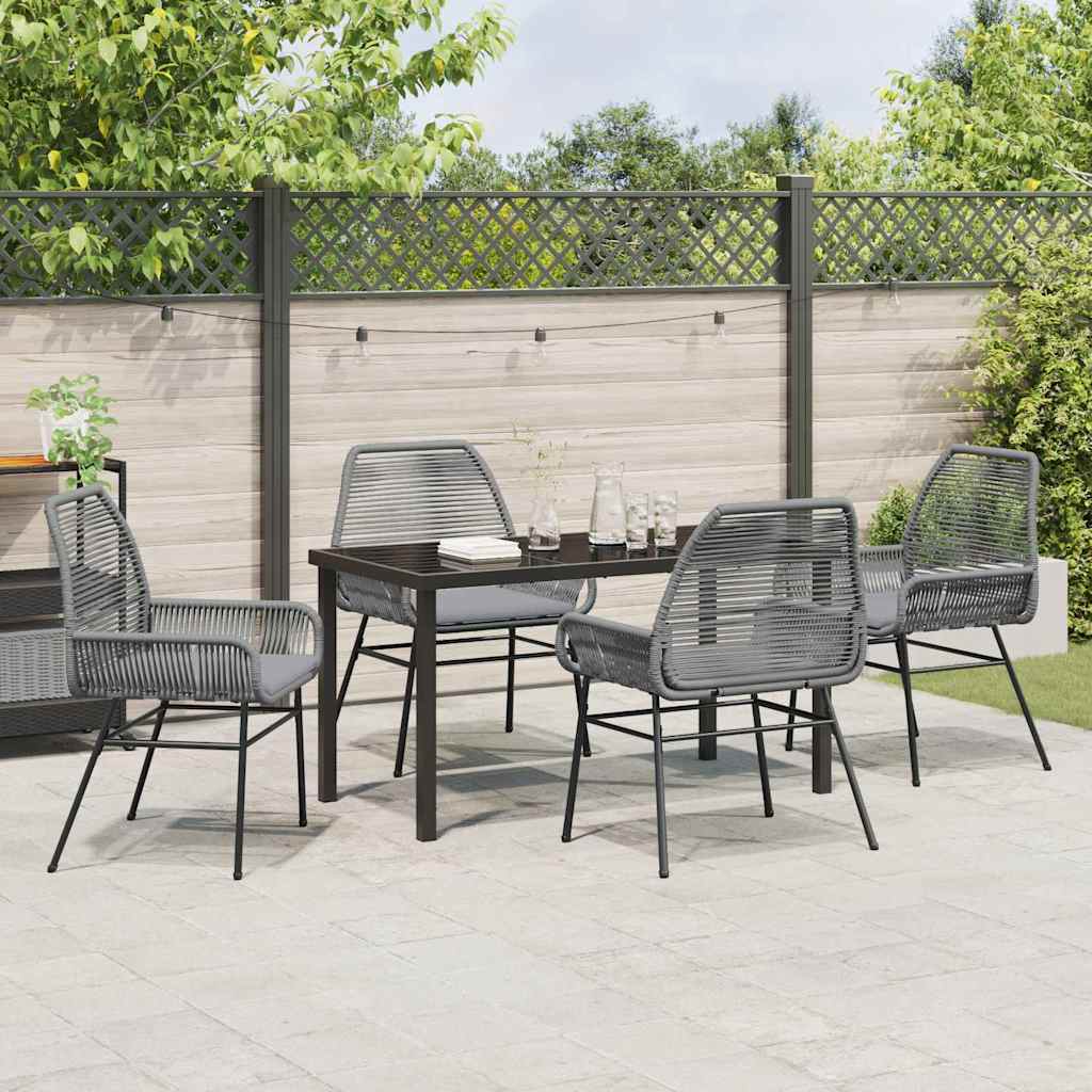Ensemble de salle à manger pour jardin 5 pcs Gris polyrotin - XIOS