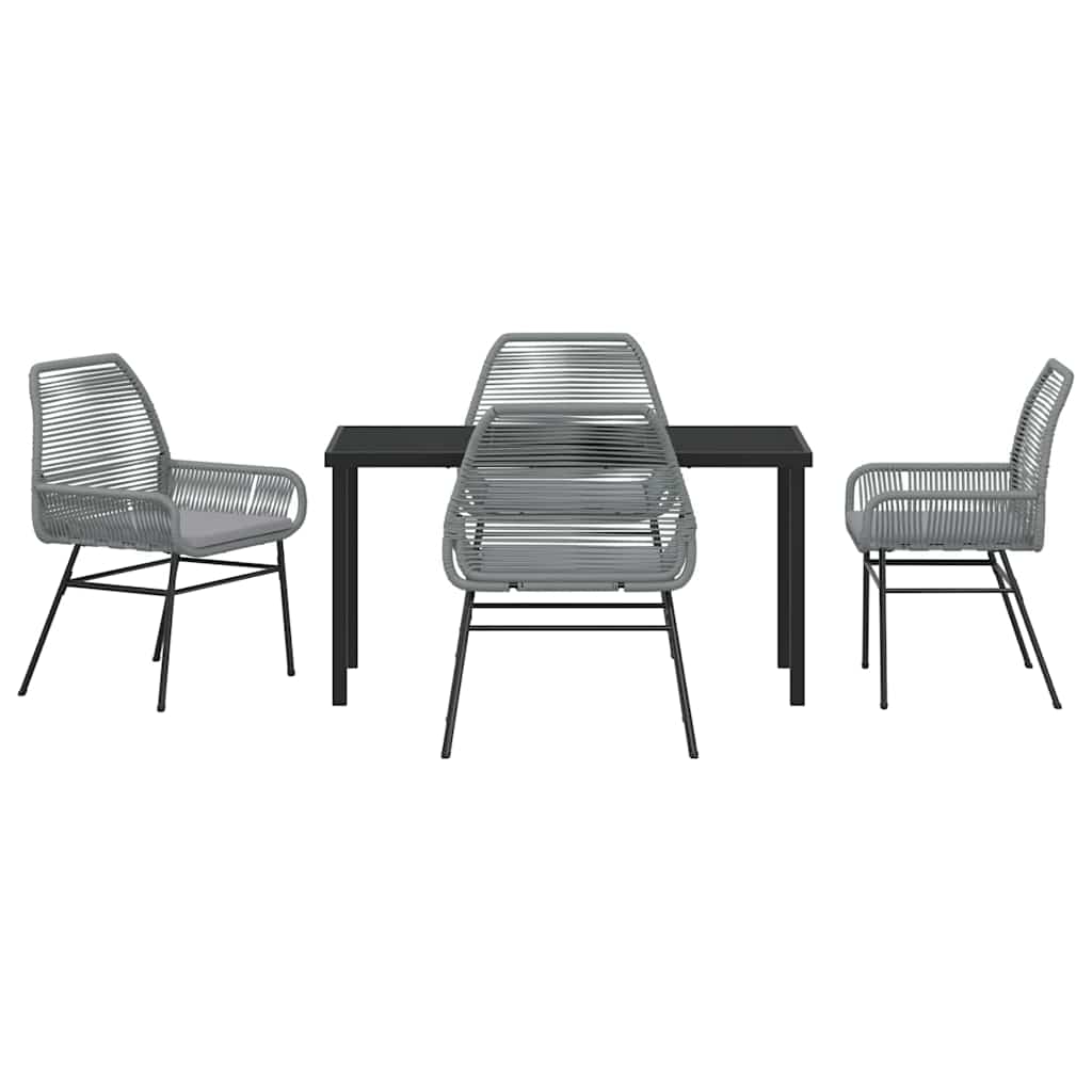 Ensemble de salle à manger pour jardin 5 pcs Gris polyrotin - XIOS