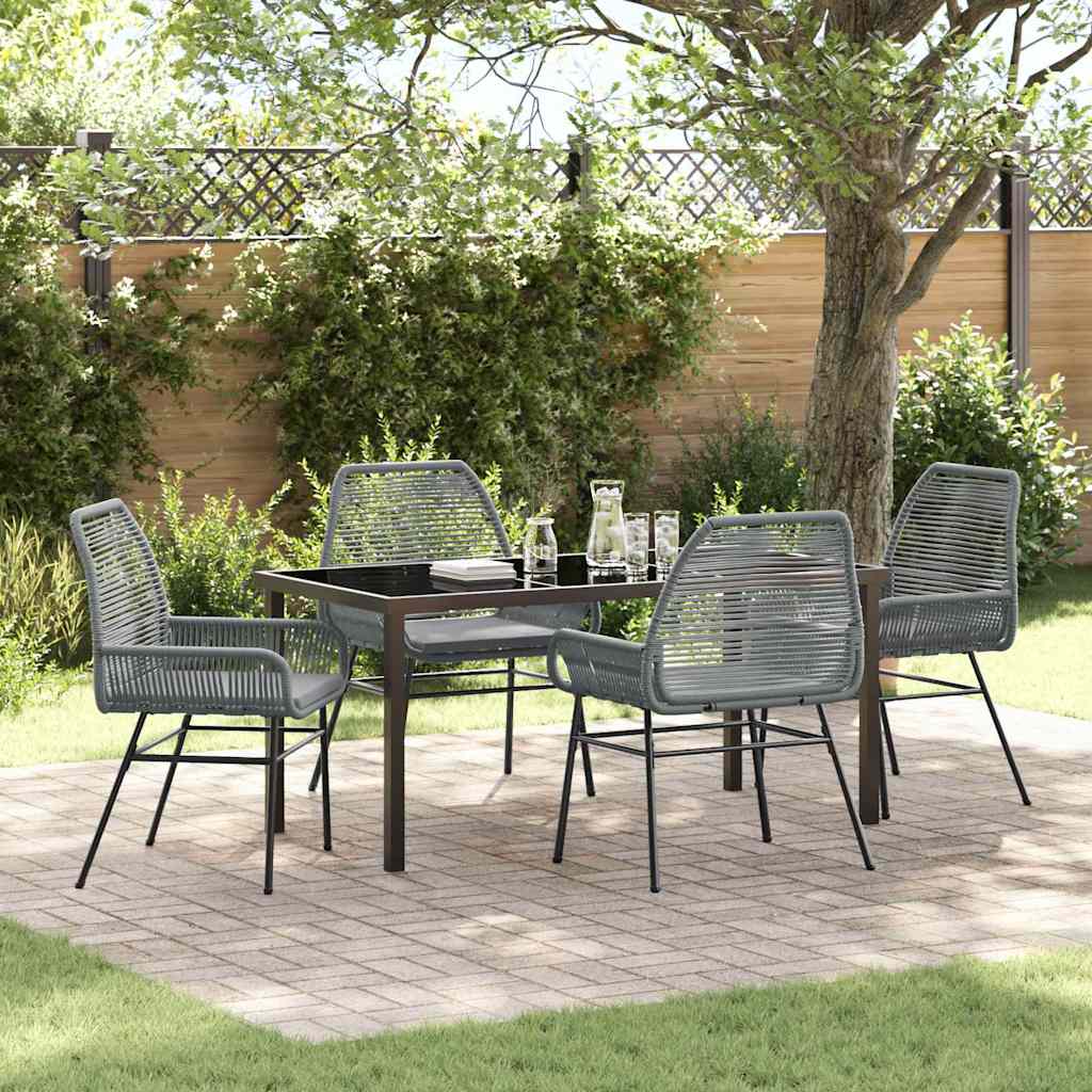 Ensemble de salle à manger pour jardin 5 pcs Gris polyrotin - XIOS