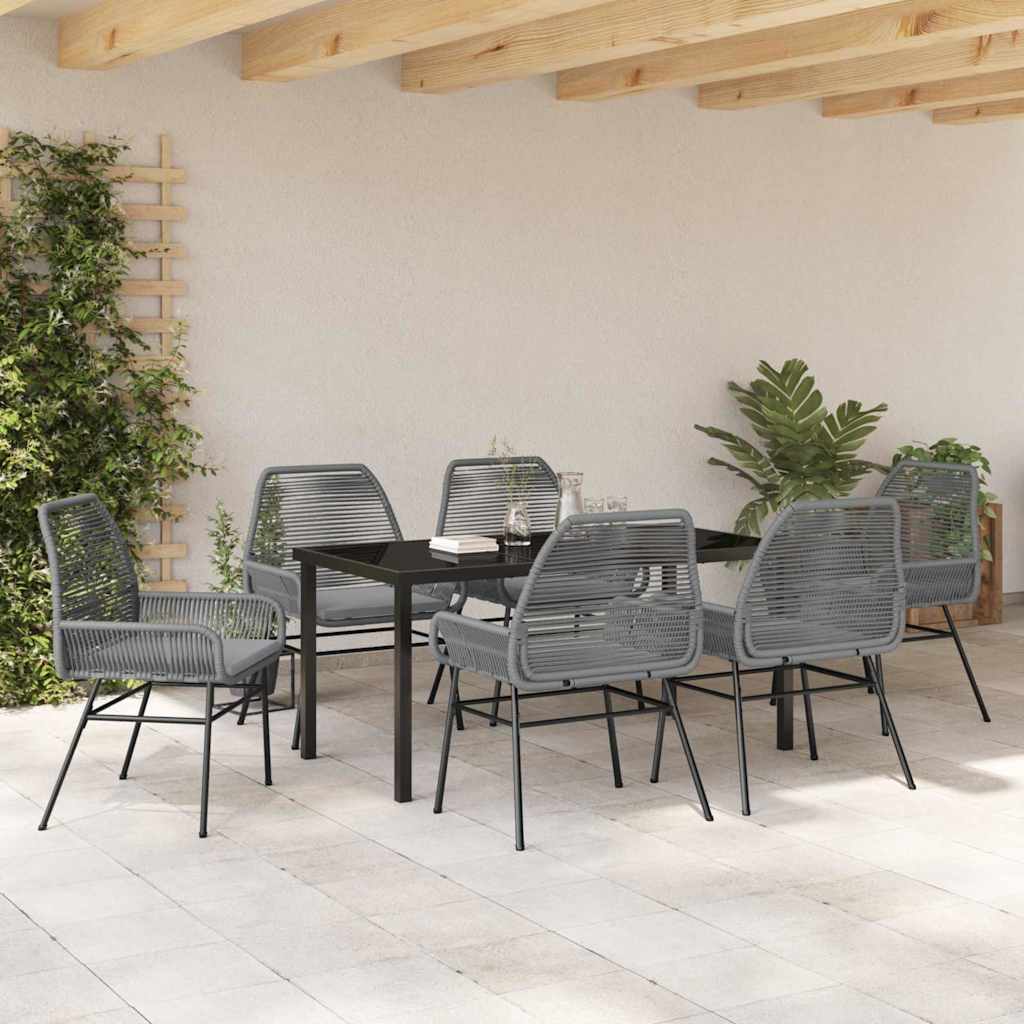 Ensemble de salle à manger pour jardin 7 pcs Gris polyrotin - XIOS