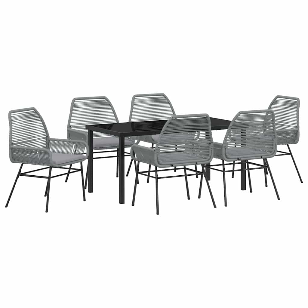 Ensemble de salle à manger pour jardin 7 pcs Gris polyrotin - XIOS
