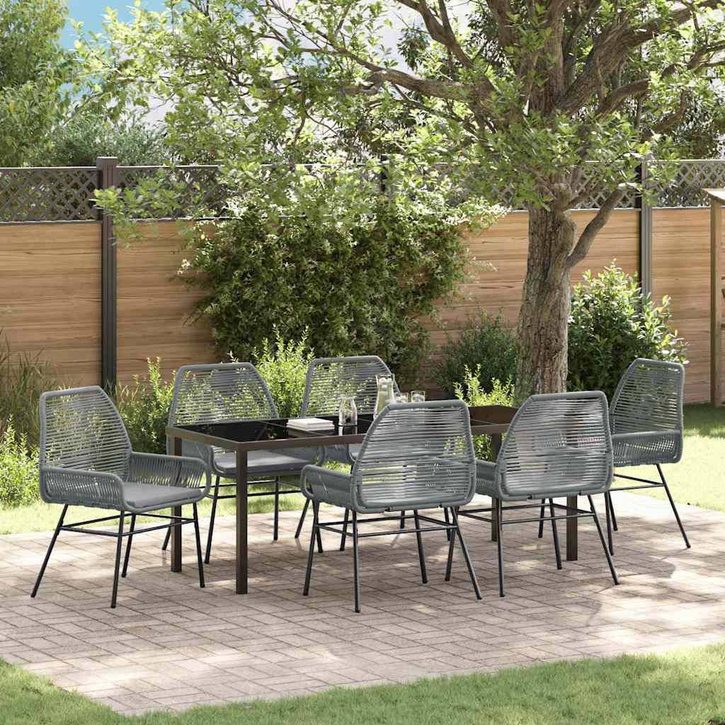 Ensemble de salle à manger pour jardin 7 pcs Gris polyrotin - XIOS