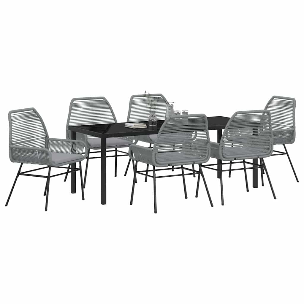 Ensemble de salle à manger pour jardin 7 pcs Gris polyrotin - XIOS