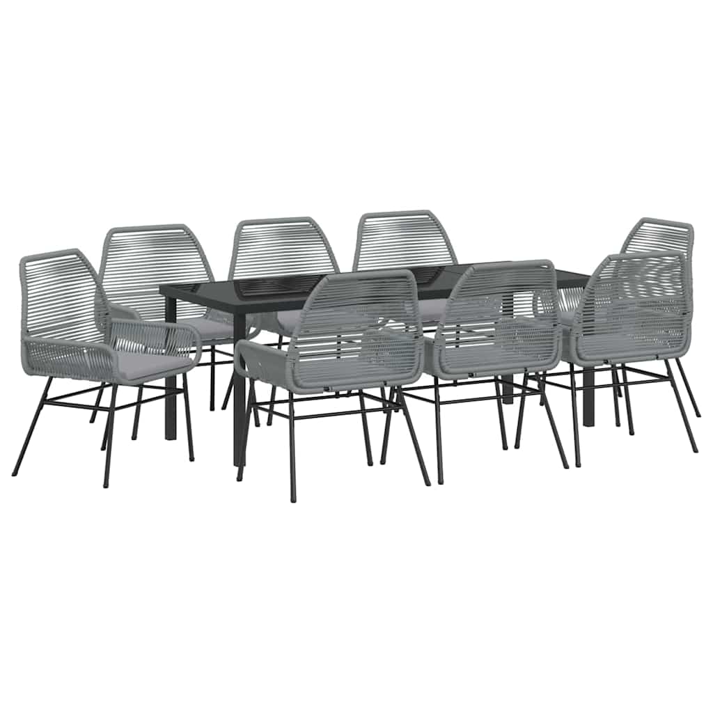 Ensemble de salle à manger pour jardin 9 pcs Gris polyrotin - XIOS