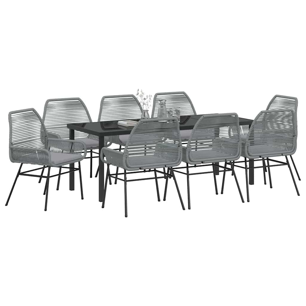 Ensemble de salle à manger pour jardin 9 pcs Gris polyrotin - XIOS