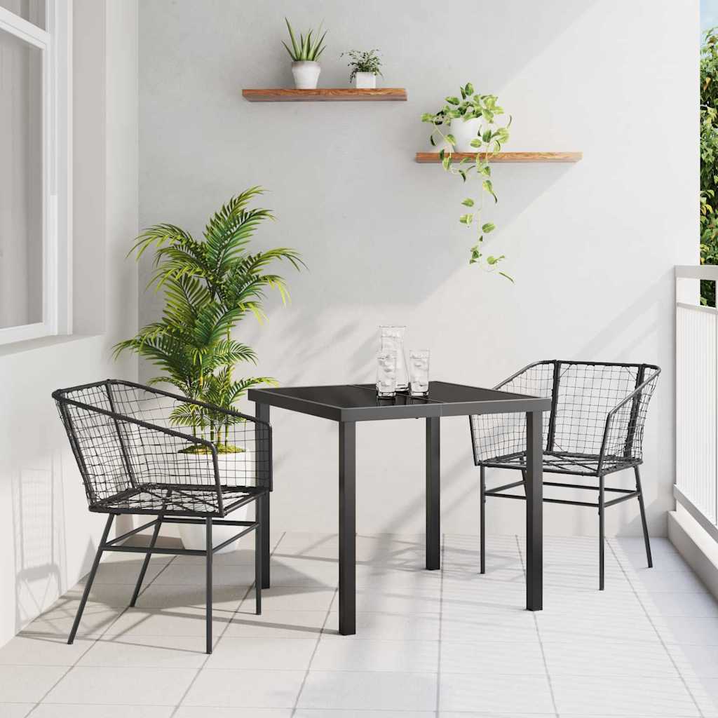 Ensemble de salle à manger pour jardin 3 pcs Noir polyrotin - XIOS