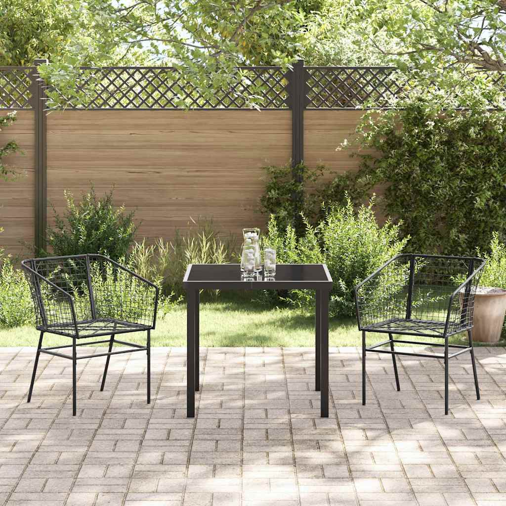 Ensemble de salle à manger pour jardin 3 pcs Noir polyrotin - XIOS