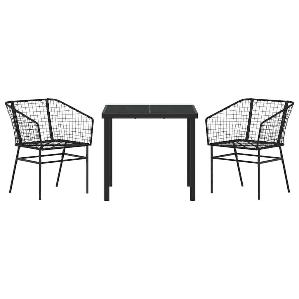 Ensemble de salle à manger pour jardin 3 pcs Noir polyrotin - XIOS