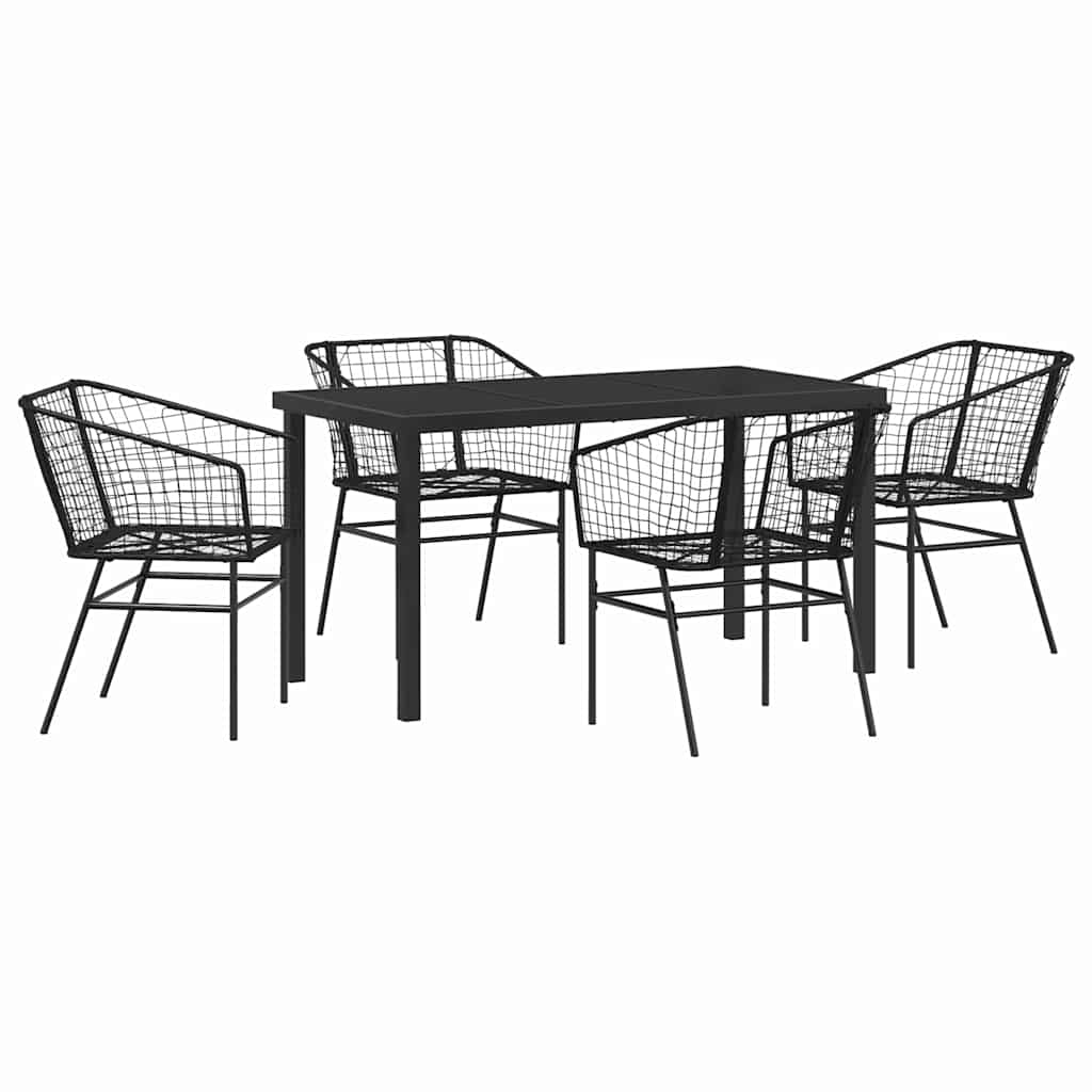 Ensemble de salle à manger pour jardin 5 pcs Noir polyrotin - XIOS