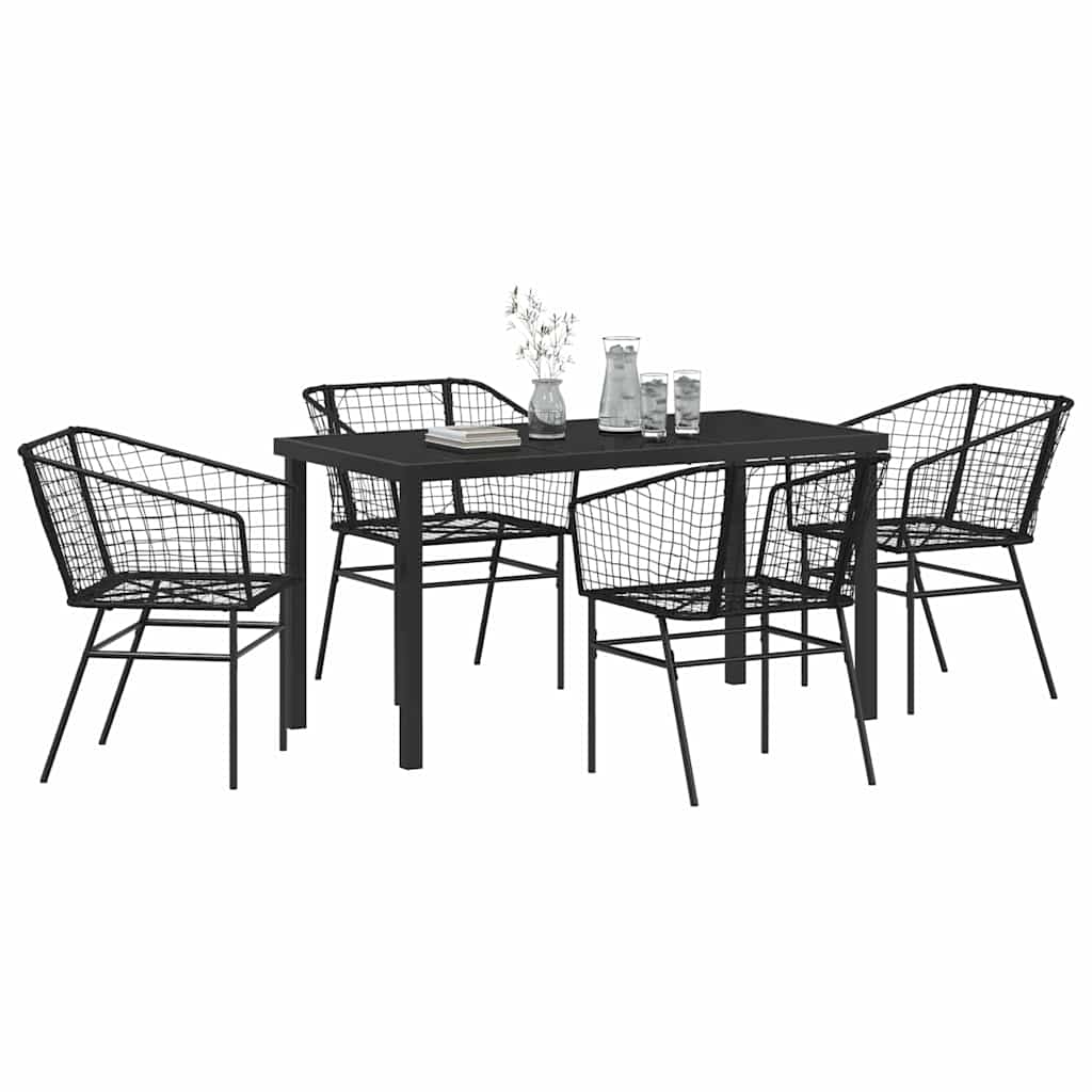 Ensemble de salle à manger pour jardin 5 pcs Noir polyrotin - XIOS